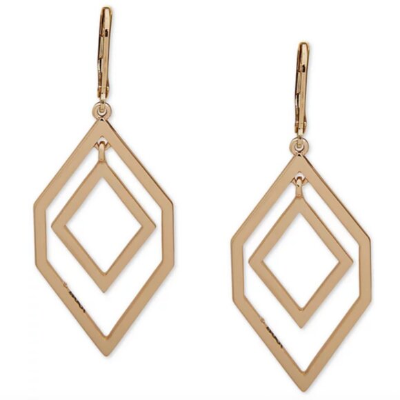 NWT - KARL LAGERFELD PARIS Geometric Orbital Drop Earrings - Picture 1 of 7